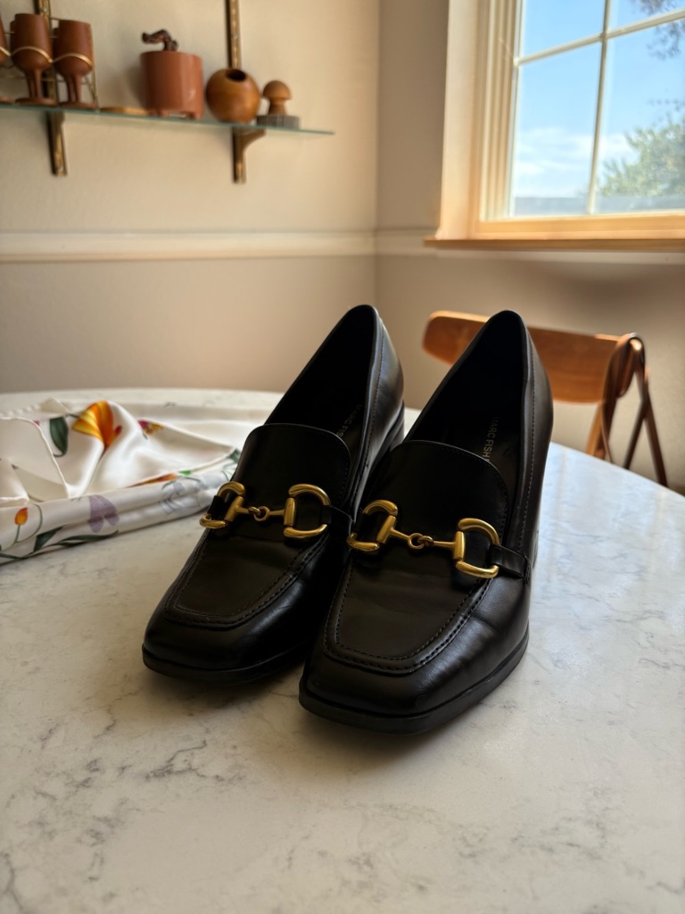 Marc Fisher Black Leather Horsebit Loafers for Women sz 8